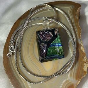 DICHROIC FUSED GLASS PENDANT 24" NECKLACE
